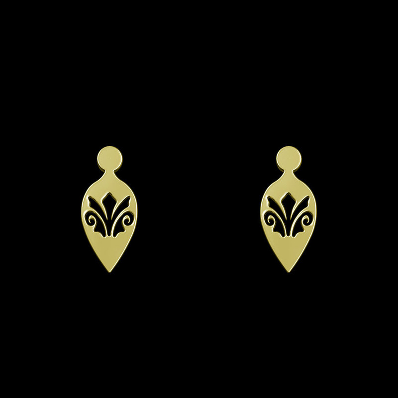 گوشواره طلا 18 عیار زنانه مدوپد مدل هندسی کد GA1-13267