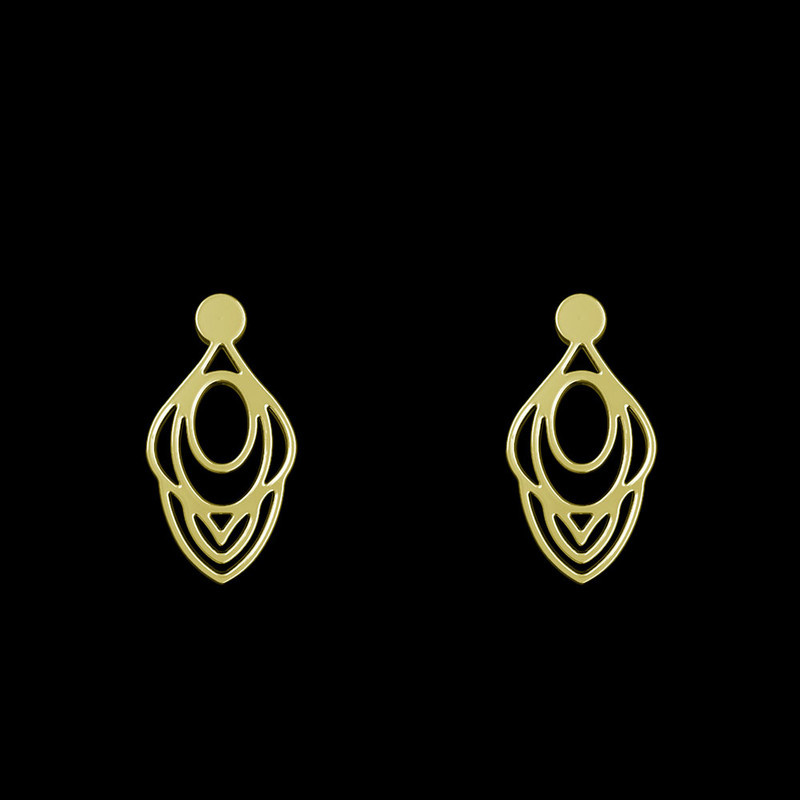 گوشواره طلا 18 عیار زنانه مدوپد مدل هندسی کد GA1-13456