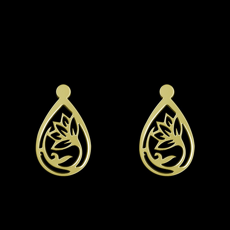 گوشواره طلا 18 عیار زنانه مدوپد مدل گل کد GA1-13477