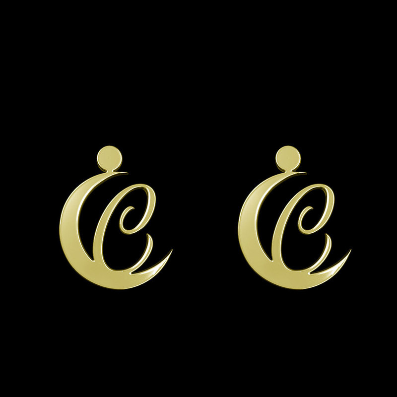 گوشواره طلا 18 عیار زنانه مدوپد مدل C حرف کد GA1-13688