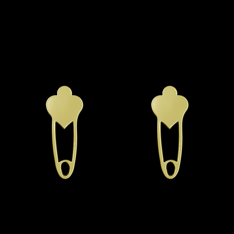 گوشواره طلا 18 عیار زنانه مدوپد مدل سنجاق قلب کد GA1-13773