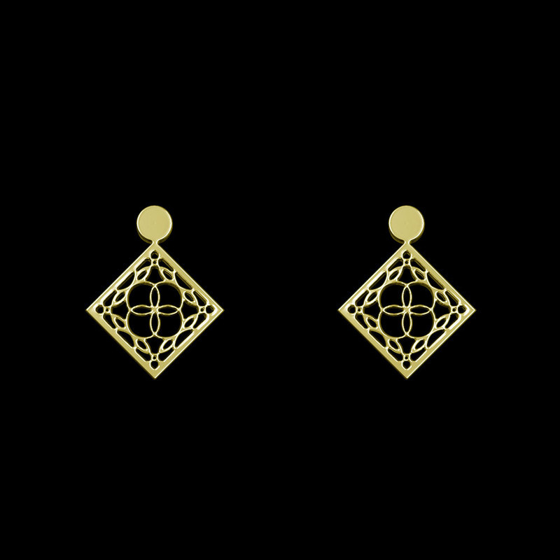 گوشواره طلا 18 عیار زنانه مدوپد مدل هندسی کد GA1-13825