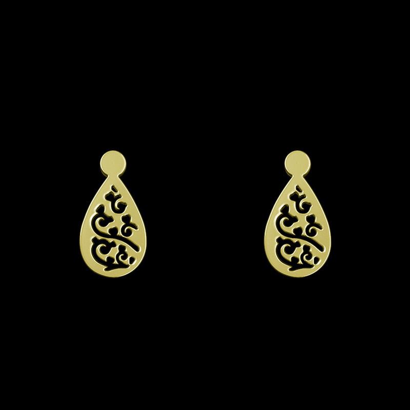 گوشواره طلا 18 عیار زنانه مدوپد مدل هندسی کد GA1-14151