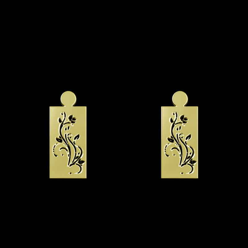 گوشواره طلا 18 عیار زنانه مدوپد مدل هندسی کد GA1-14219