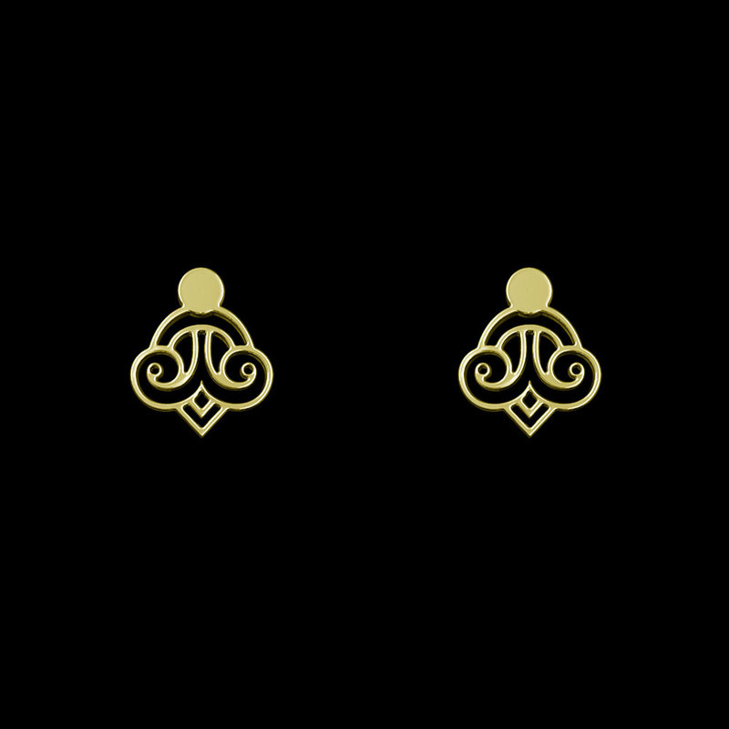 گوشواره طلا 18 عیار زنانه مدوپد مدل هندسی کد GA1-14408