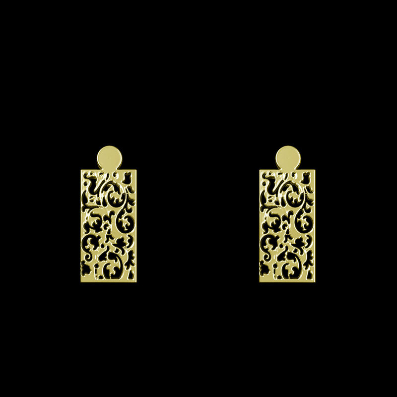 گوشواره طلا 18 عیار زنانه مدوپد مدل هندسی کد GA1-14423