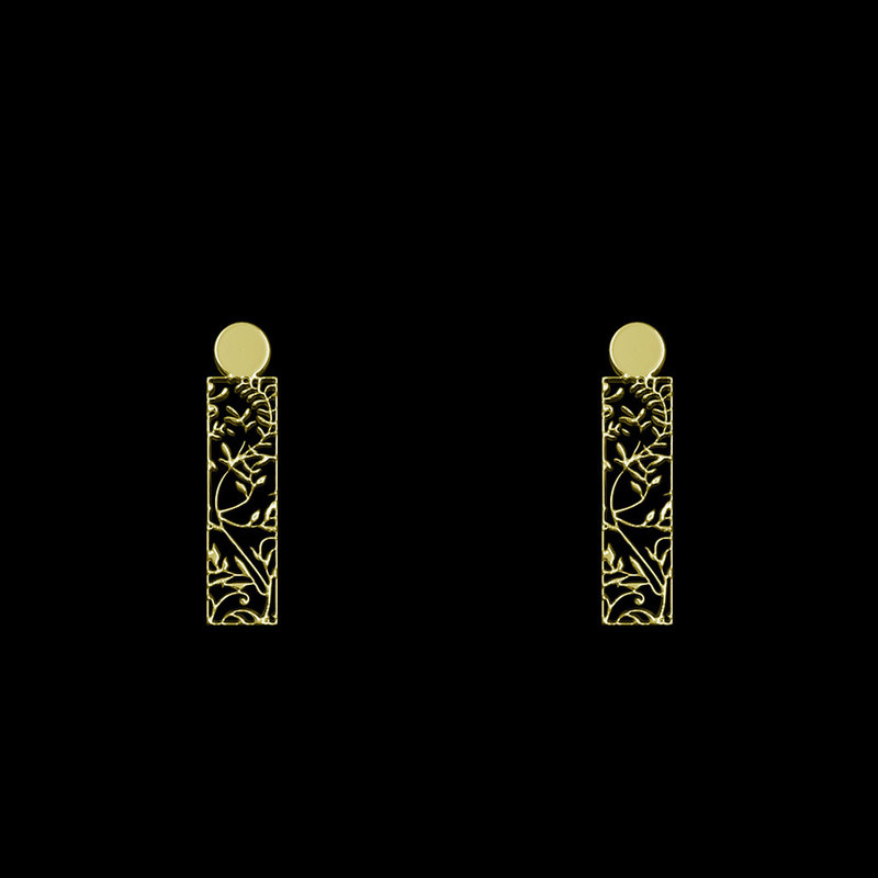 گوشواره طلا 18 عیار زنانه مدوپد مدل مستطیل کد GA1-14462