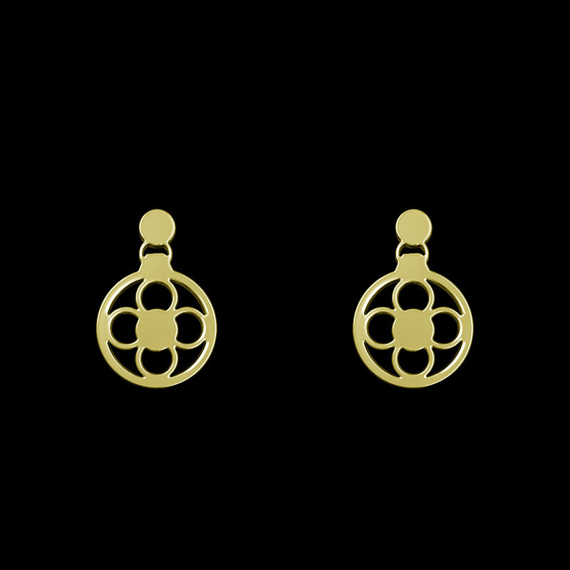 گوشواره طلا 18 عیار زنانه مدوپد مدل هندسی کد GA1-14491