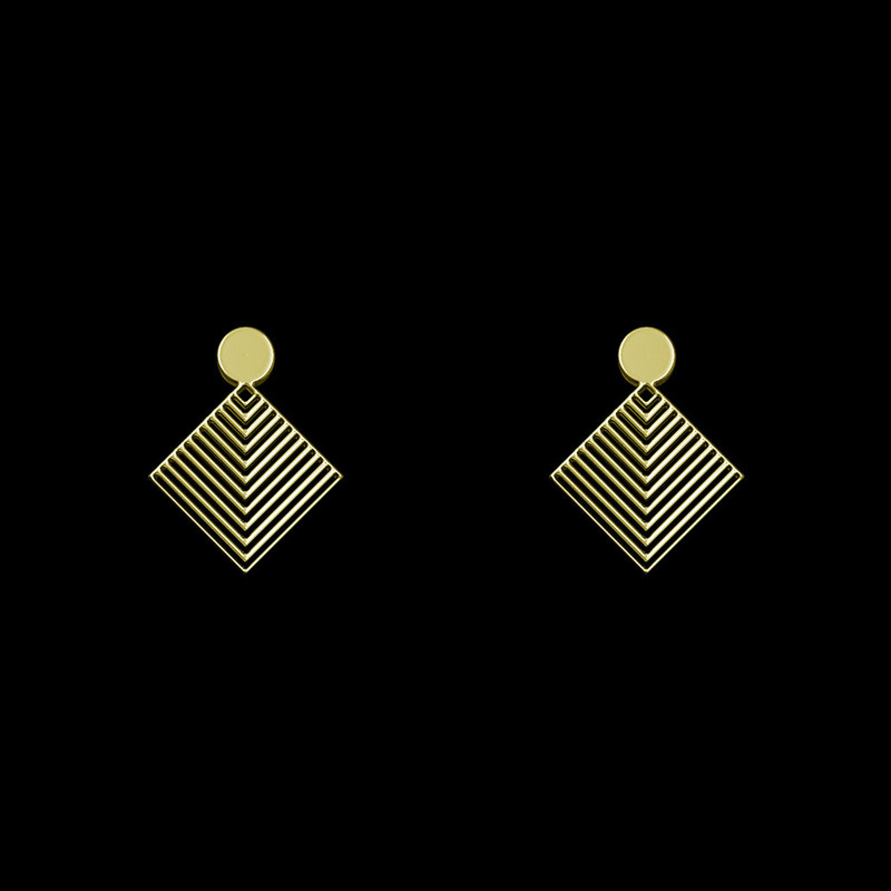 گوشواره طلا 18 عیار زنانه مدوپد مدل لوزی کد GA1-14523