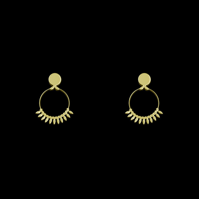 گوشواره طلا 18 عیار زنانه مدوپد مدل هندسی کد GA1-14918