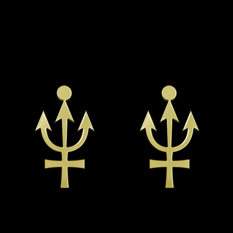 گوشواره طلا 18 عیار زنانه مدوپد مدل هندسی کد GA1-16270