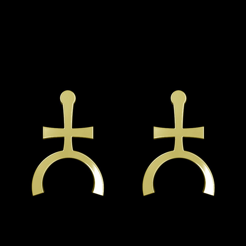 گوشواره طلا 18 عیار زنانه مدوپد مدل هندسی کد GA1-16276