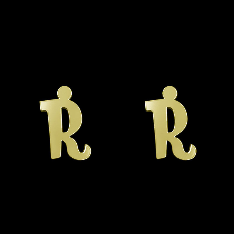گوشواره طلا 18 عیار زنانه مدوپد مدل حرف R کد GA1-16644