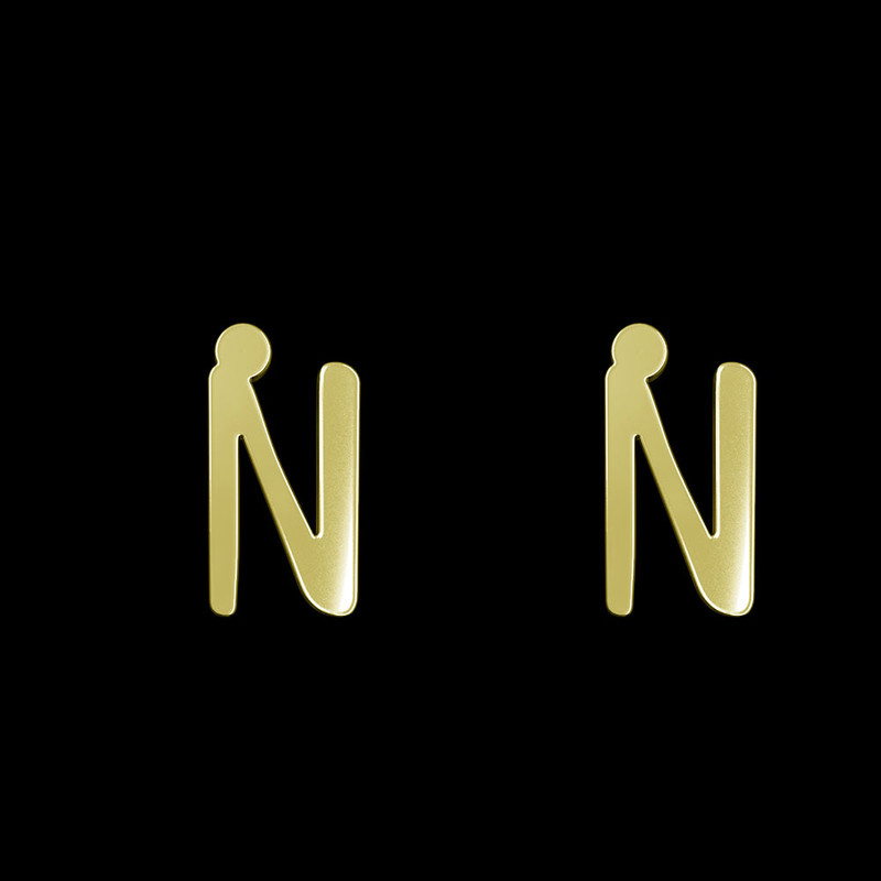 گوشواره طلا 18 عیار زنانه مدوپد مدل حرف N کد GA1-16774