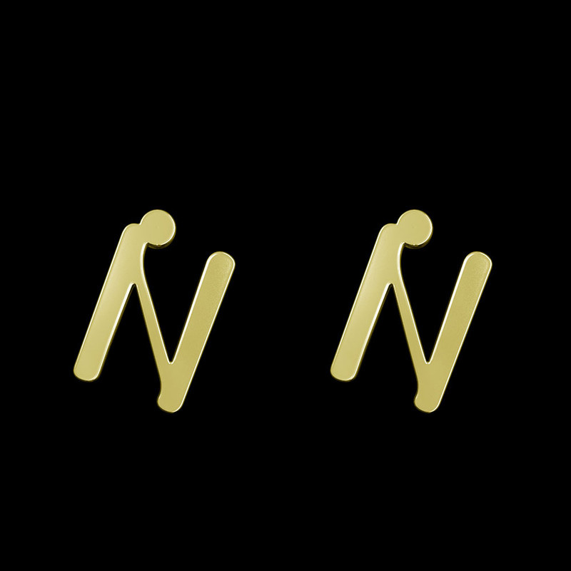 گوشواره طلا 18 عیار زنانه مدوپد مدل حرف N کد GA1-16794