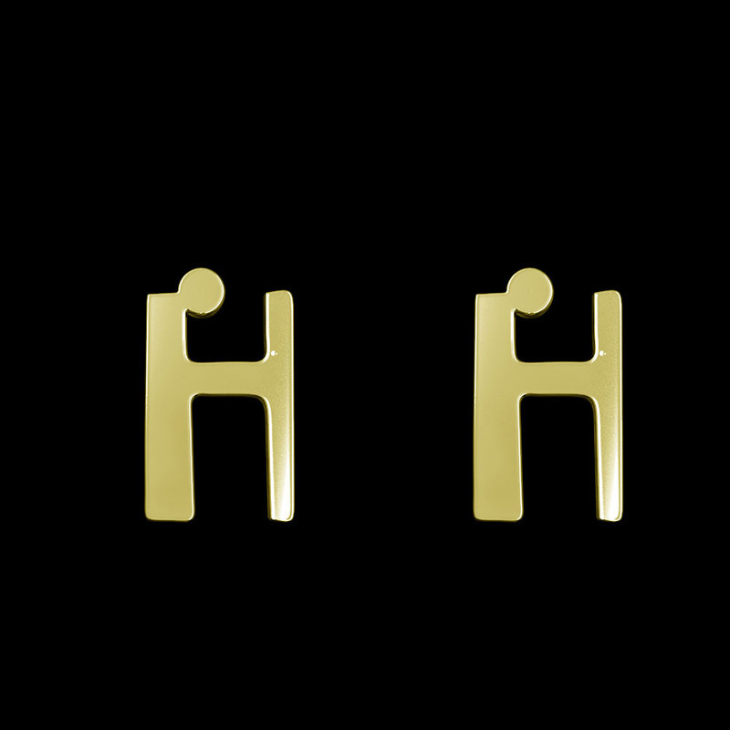 گوشواره طلا 18 عیار زنانه مدوپد مدل حرف H کد GA1-16842