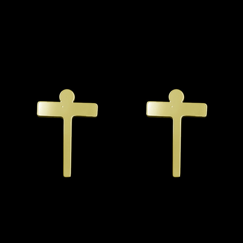 گوشواره طلا 18 عیار زنانه مدوپد مدل حرف T کد GA1-16854