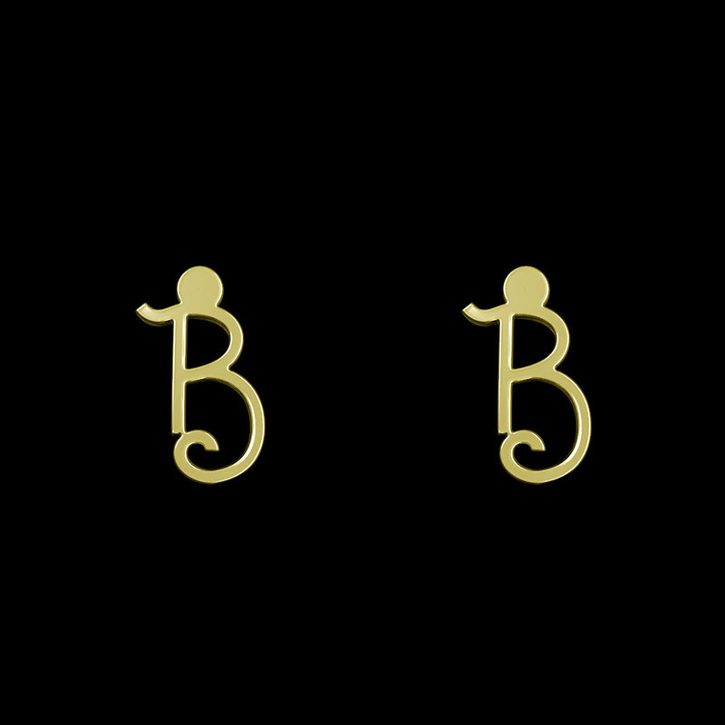 گوشواره طلا 18 عیار زنانه مدوپد مدل حرف B کد GA1-17018