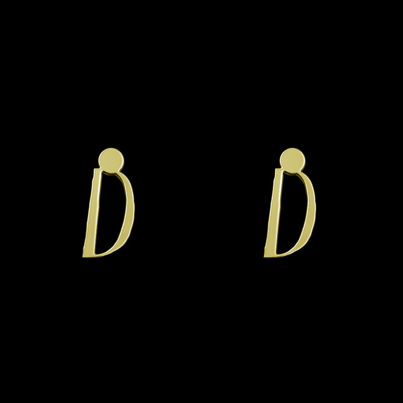 گوشواره طلا 18 عیار زنانه مدوپد مدل حرف D کد GA1-17046