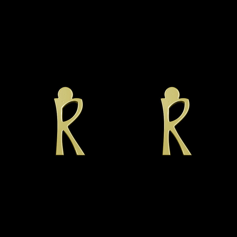 گوشواره طلا 18 عیار زنانه مدوپد مدل حرف R کد GA1-17138