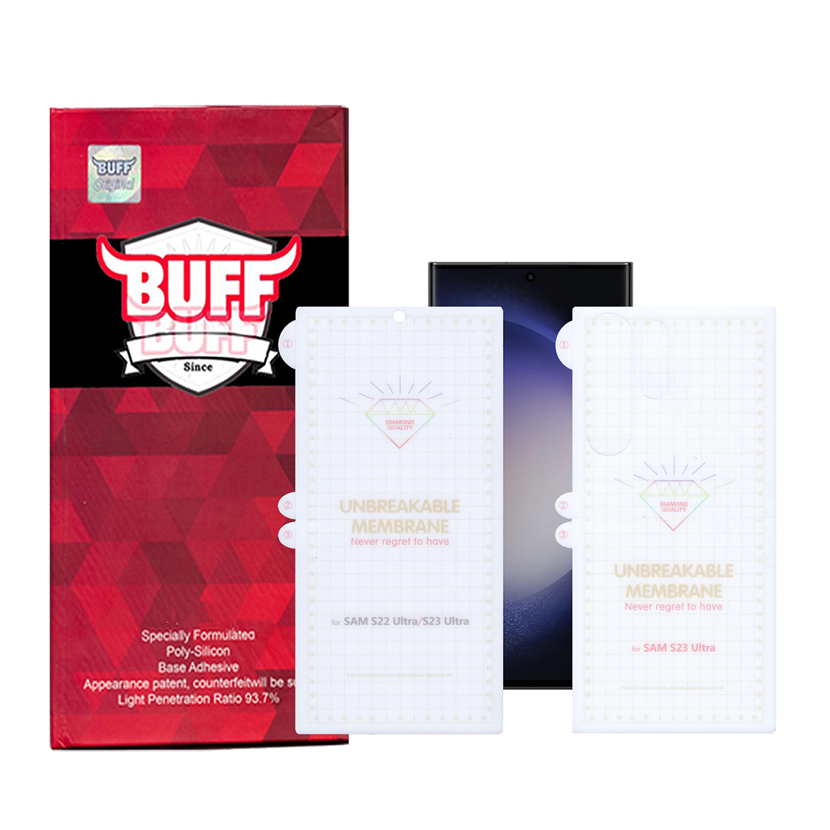 گلس گوشی سامسونگ Galaxy S23 ultra بوف مدل hydrogel به همراه محافظ پشت گوشی گلس گوشی سامسونگ Galaxy S23 ultra بوف مدل hydrogel به همراه محافظ پشت گوشی