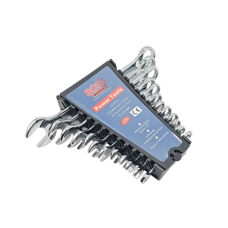 آچار یکسر تخت و یکسر رینگی باس مدل 12S مجموعه 12 عددی آچار یکسر تخت و یکسر رینگی باس مدل 12S مجموعه 12 عددی