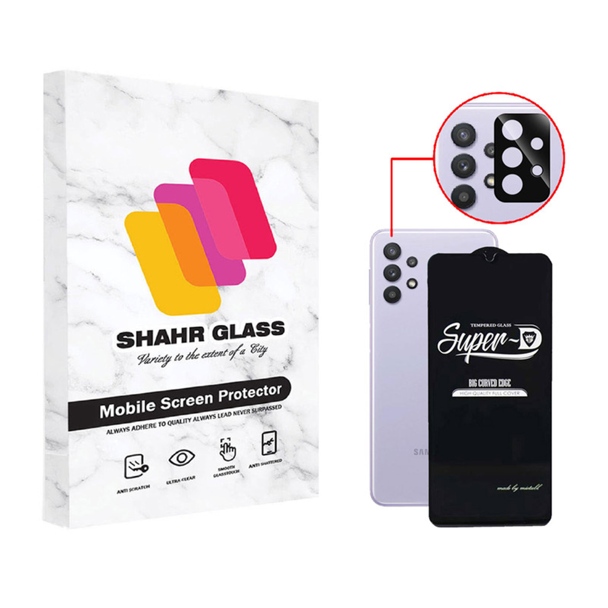 گلس گوشی سامسونگ Galaxy A32 4G شهر گلس مدل 2SFA به همراه محافظ پشت گوشی-مشکی گلس گوشی سامسونگ Galaxy A32 4G شهر گلس مدل 2SFA به همراه محافظ پشت گوشی-مشکی