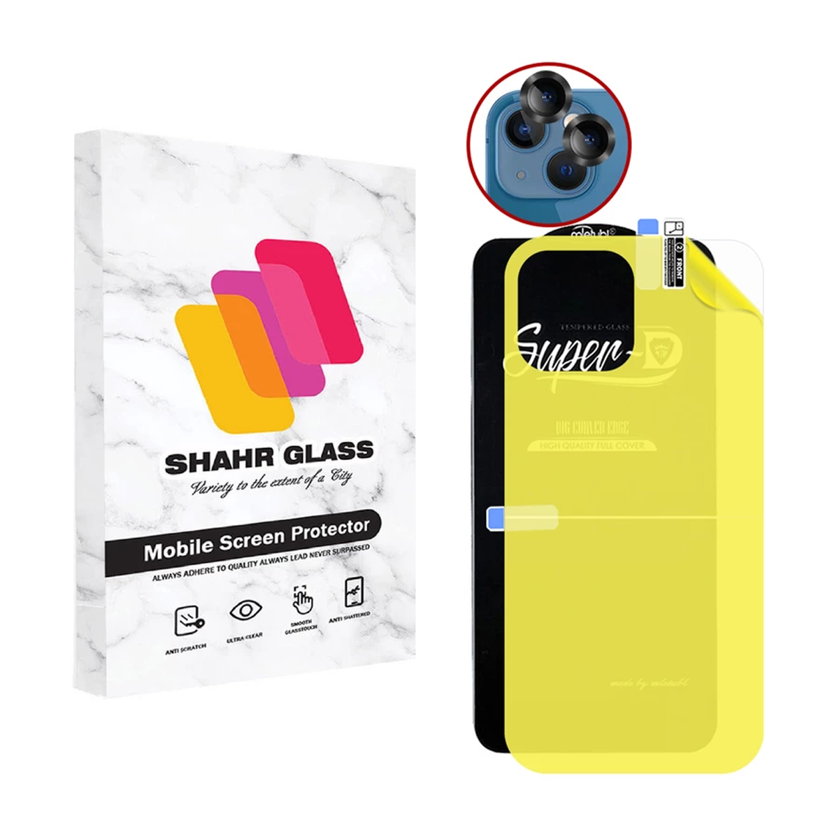 گلس گوشی اپل iPhone 13 شهر گلس مدل 2SNR به همراه محافظ پشت گوشی و لنز دوربین -مشکی گلس گوشی اپل iPhone 13 شهر گلس مدل 2SNR به همراه محافظ پشت گوشی و لنز دوربین -مشکی