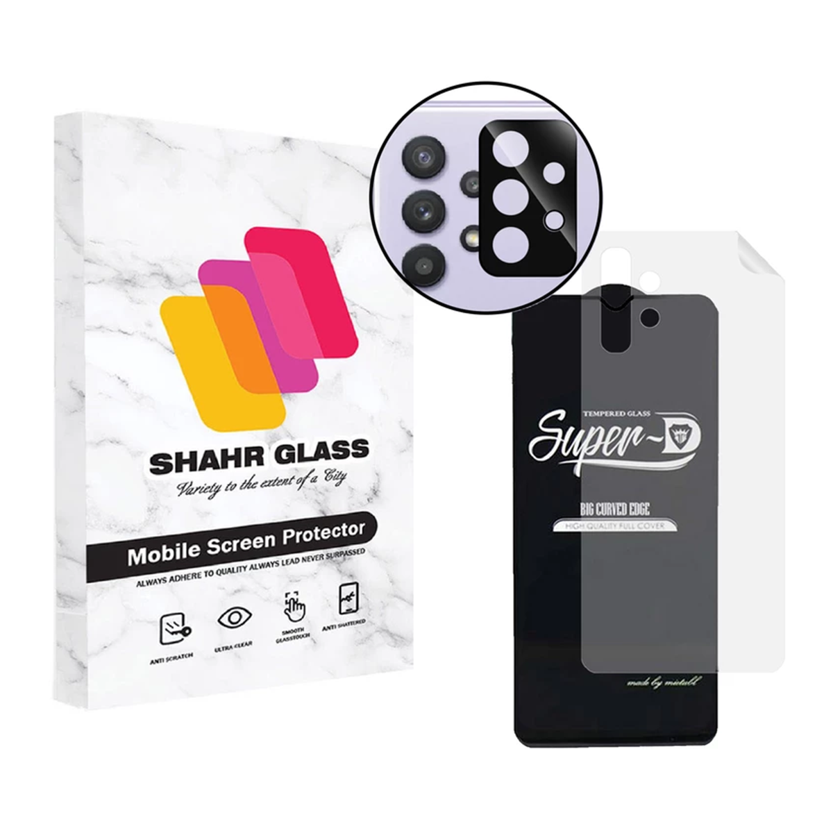 گلس گوشی سامسونگ Galaxy A32 5G شهر گلس مدل 3SNF-Glass به همراه محافظ پشت گوشی و لنز دوربین گلس گوشی سامسونگ Galaxy A32 5G شهر گلس مدل 3SNF-Glass به همراه محافظ پشت گوشی و لنز دوربین