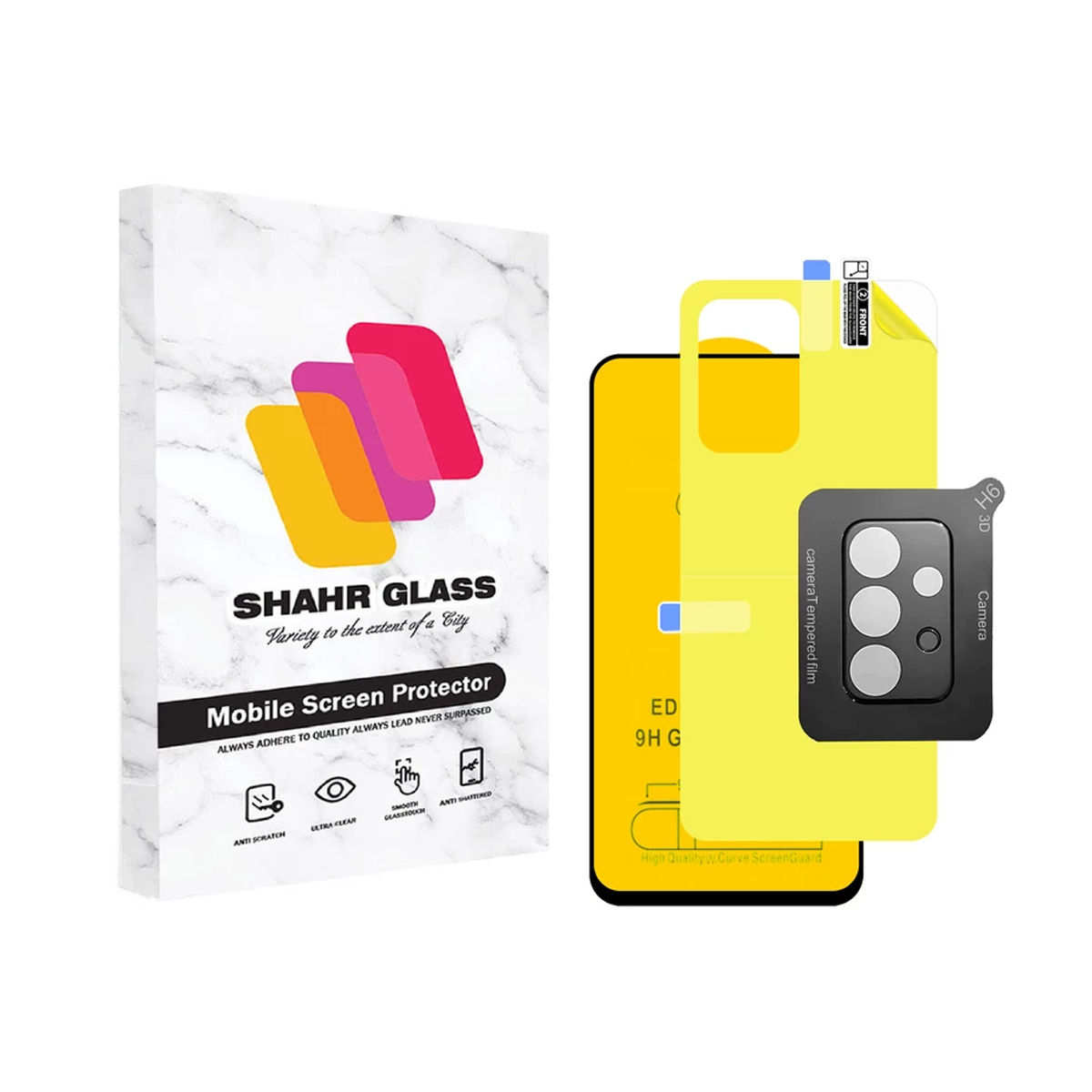 گلس گوشی سامسونگ Galaxy A72 شهر گلس مدل 3FNF به همراه محافظ لنز دوربین و محافظ پشت گوشی-مشکی  گلس گوشی سامسونگ Galaxy A72 شهر گلس مدل 3FNF به همراه محافظ لنز دوربین و محافظ پشت گوشی-مشکی