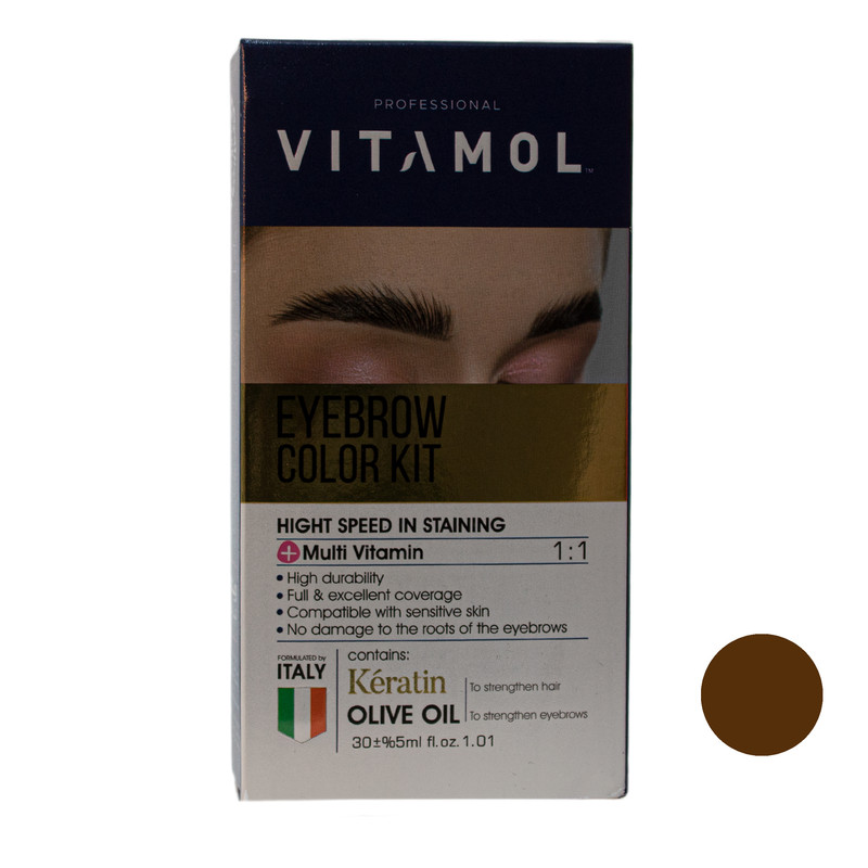 کیت رنگ ابرو ویتامول شماره B1 حجم 30 میلی لیتر رنگ قهوه ای بلوند متوسط کیت رنگ ابرو ویتامول شماره B1 حجم 30 میلی لیتر رنگ قهوه ای بلوند متوسط