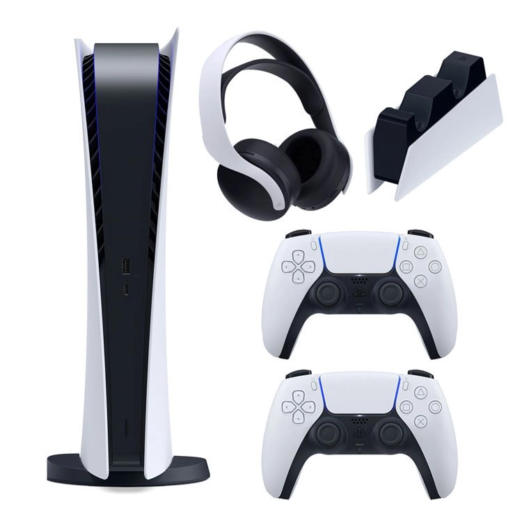 پلی استیشن 5 نسخه دیجیتال با دسته اضافه به همراه هدست و پایه شارژر