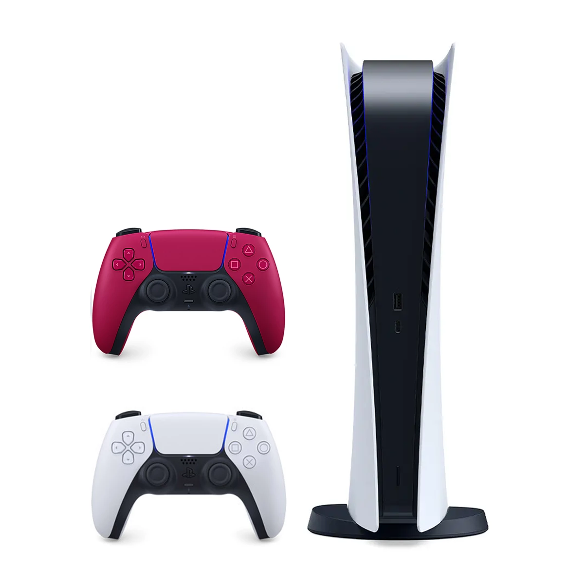 پلی استیشن 5 دیجیتال به همراه دسته اضافه قرمز  پلی استیشن 5 دیجیتال به همراه دسته اضافه قرمز