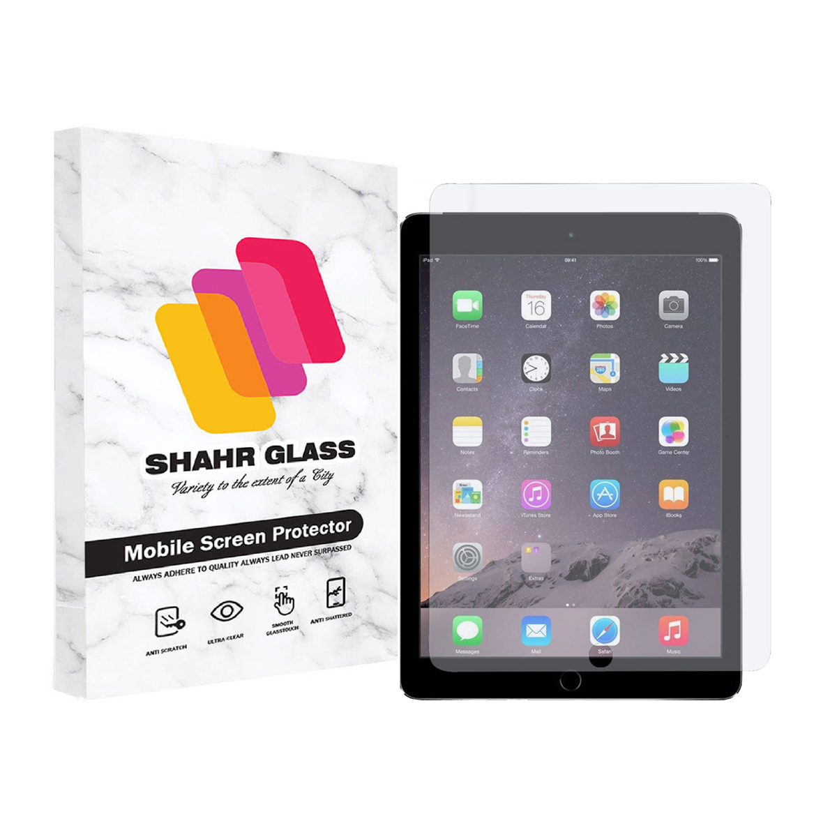 گلس تبلت اپل iPad Air 2 شهر گلس مدل SMPT2-بی رنگ شفاف گلس تبلت اپل iPad Air 2 شهر گلس مدل SMPT2-بی رنگ شفاف