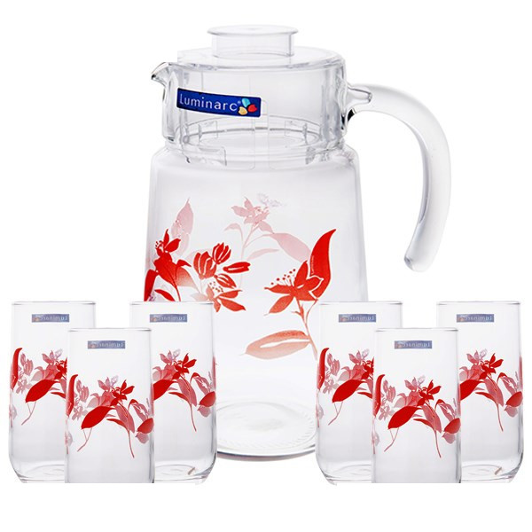 ست پارچ و لیوان 7 پارچه لومینارک مدل Bahamas Passion Red کد J1393 ست پارچ و لیوان 7 پارچه لومینارک مدل Bahamas Passion Red کد J1393