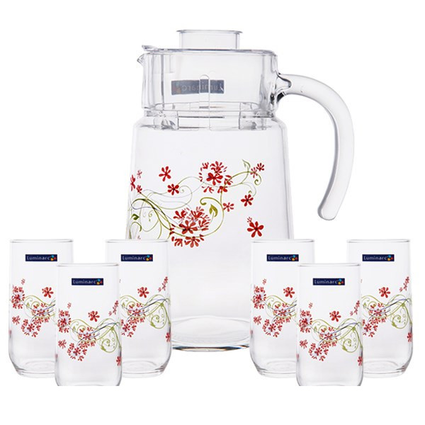 ست پارچ و لیوان 7 پارچه لومینارک مدل Bahamas Pink Glory کد J1432 ست پارچ و لیوان 7 پارچه لومینارک مدل Bahamas Pink Glory کد J1432