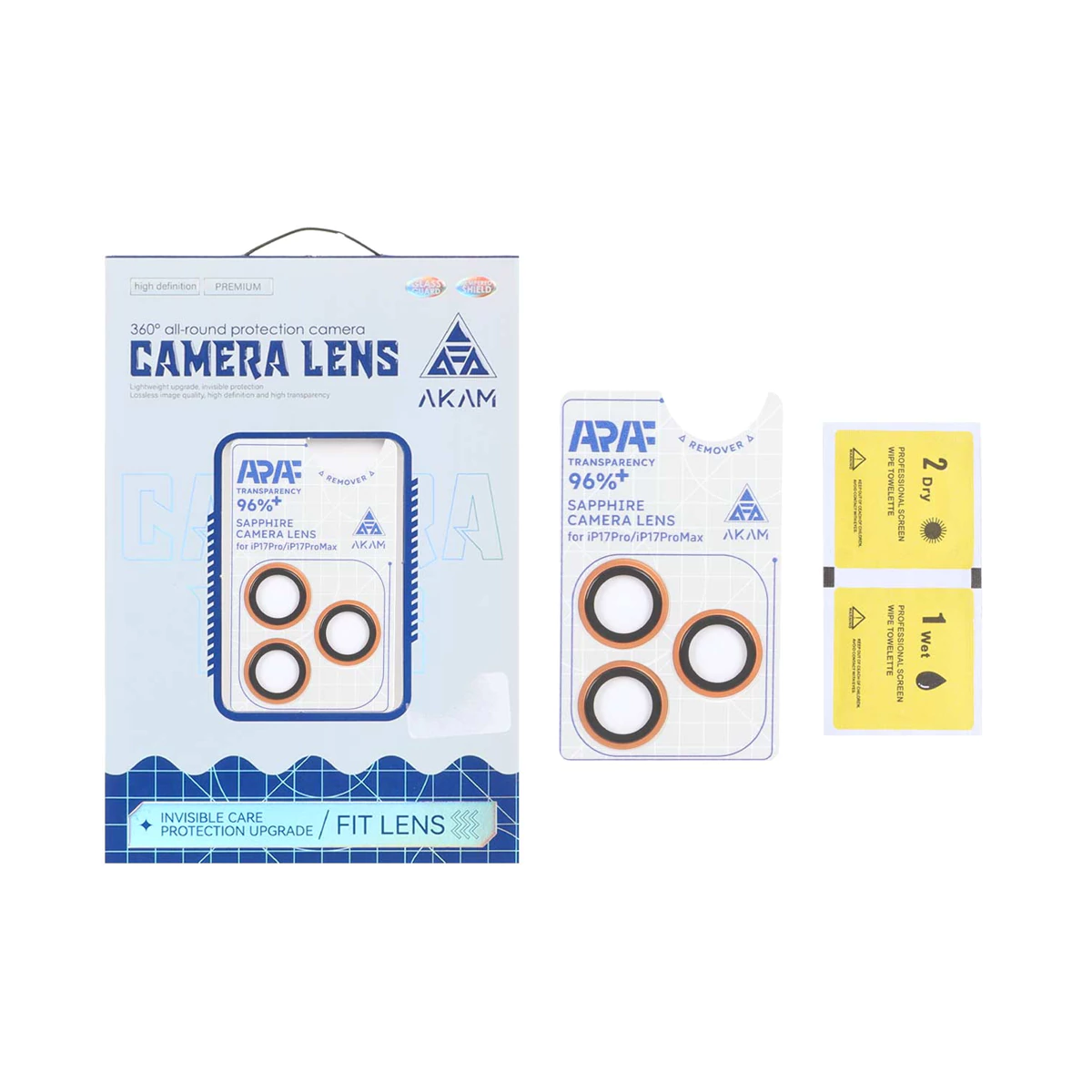 محافظ لنز دوربین گوشی اپل iPhone 17 Pro Max / iPhone 17 Pro آکام مدل رینگی شابلون دار-نارنجی محافظ لنز دوربین گوشی اپل iPhone 17 Pro Max / iPhone 17 Pro آکام مدل رینگی شابلون دار-نارنجی