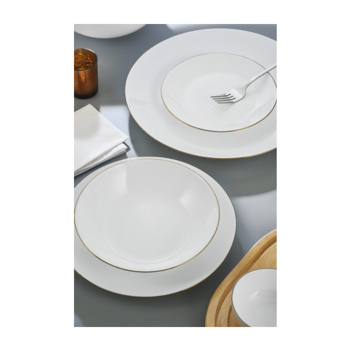 سرویس غذاخوری 26 پارچه آرکوپال گلدن اوپال قالب زلی مدل لب طلا-سفید