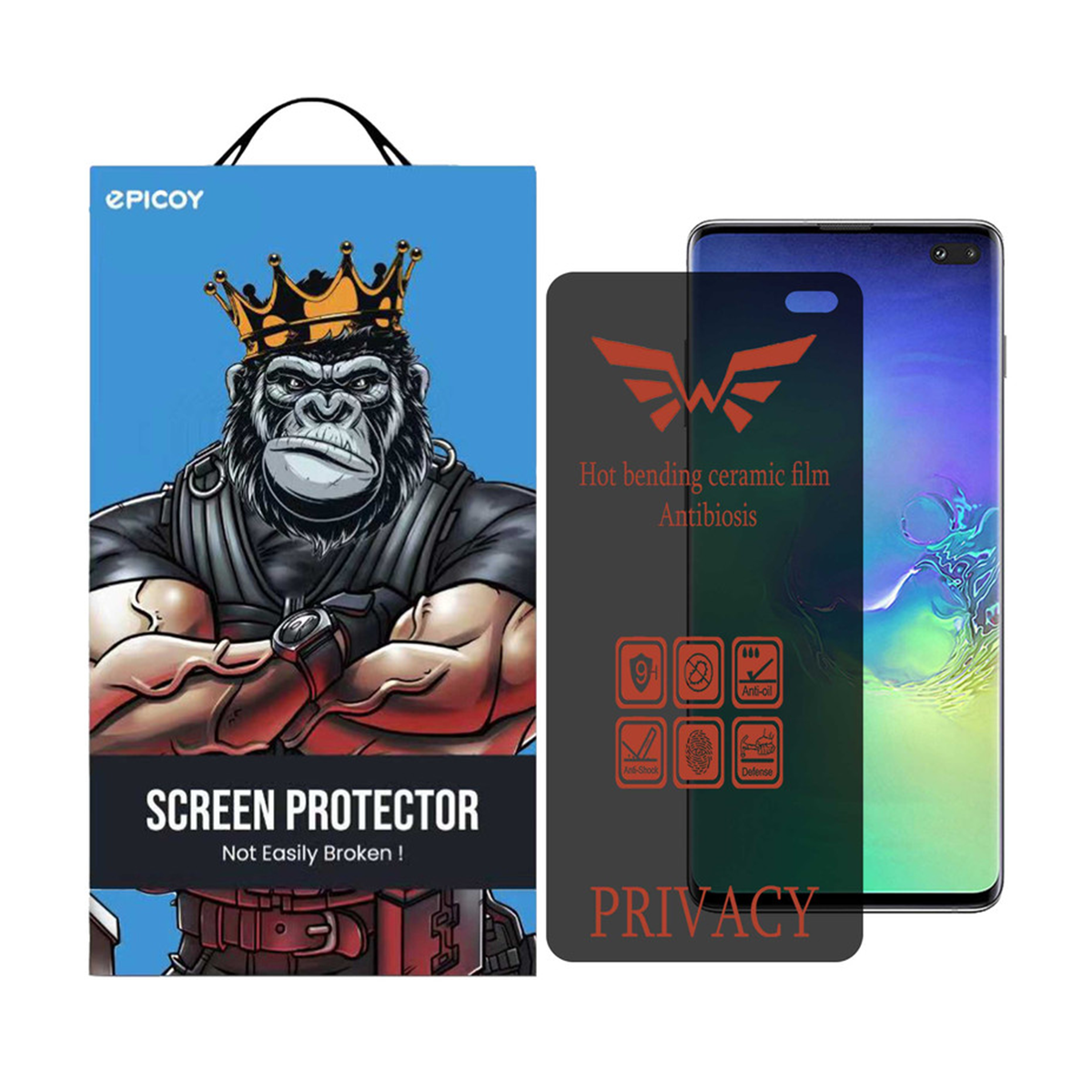 گلس گوشی سامسونگ Galaxy S10 Plus اپیکوی مدل Nano-Privacy پرایوسی گلس گوشی سامسونگ Galaxy S10 Plus اپیکوی مدل Nano-Privacy پرایوسی