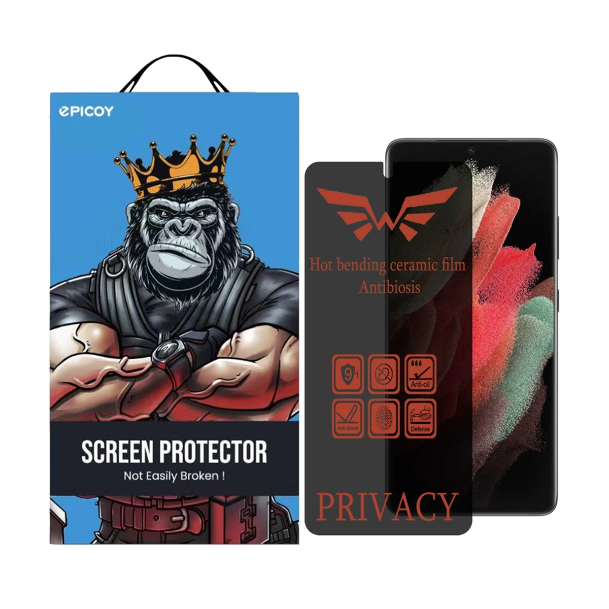 گلس گوشی سامسونگ Galaxy S21 Ultra اپیکوی مدل Nano-Privacy پرایوسی گلس گوشی سامسونگ Galaxy S21 Ultra اپیکوی مدل Nano-Privacy پرایوسی