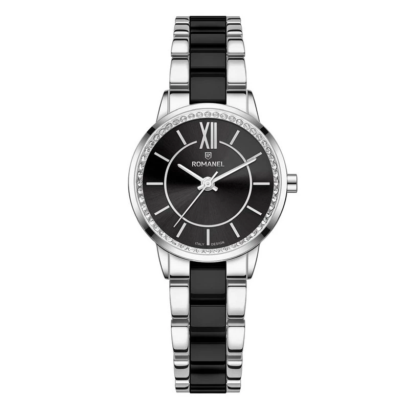 ساعت مچی عقربه ای کوارتز زنانه رومانل مدل RM305001L-B-بدنه نقره ای بند مشکی نقره ای ساعت مچی عقربه ای کوارتز زنانه رومانل مدل RM305001L-B-بدنه نقره ای بند مشکی نقره ای