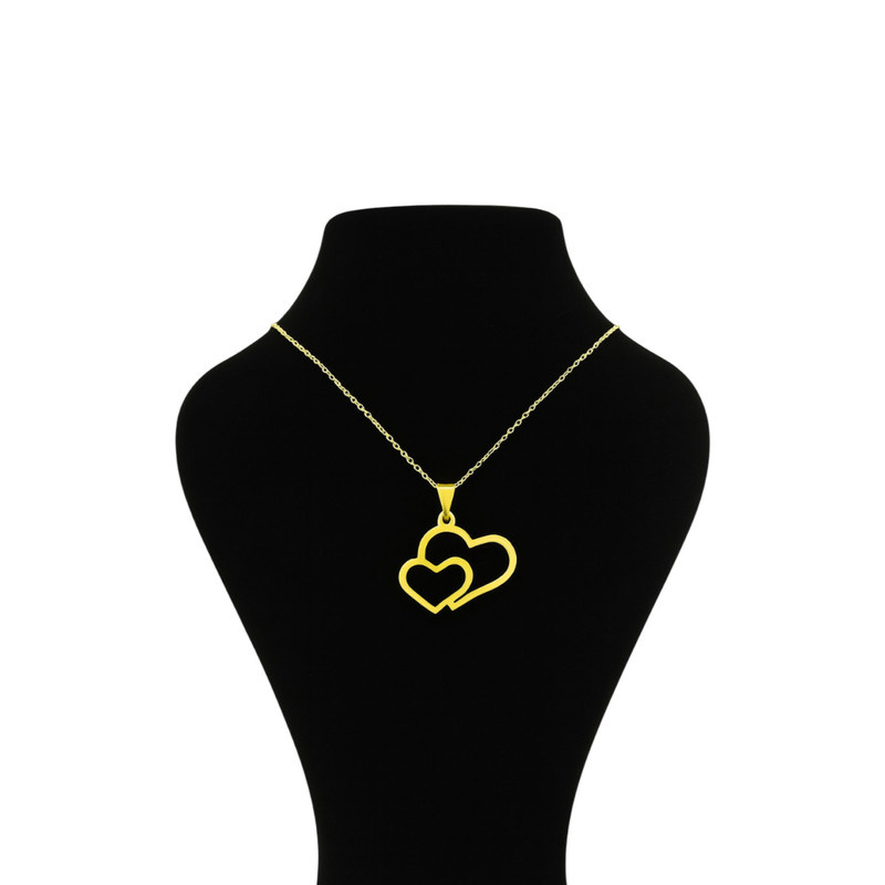 گردنبند طلا 18 عیار زنانه با زنجیر حلقهای (فلامینگو) گالری قو طلایی مدل دو قلب