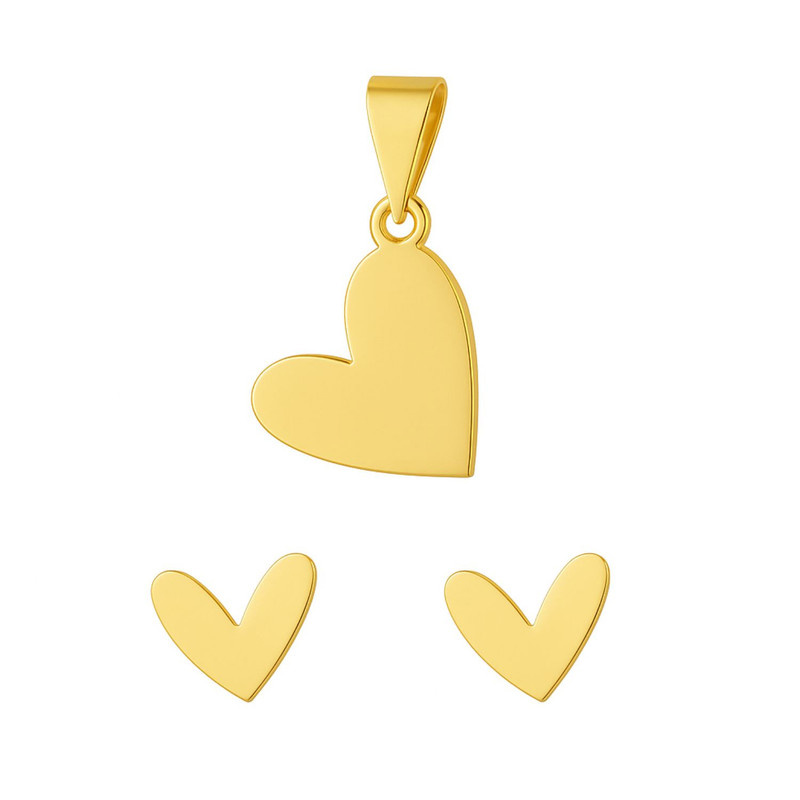 نیم ست طلا 18 عیار زنانه گالری قو طلایی مدل  قلب مینیمال