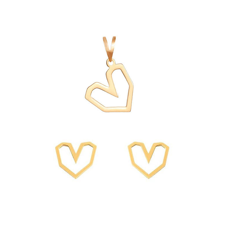 نیم ست طلا 18 عیار زنانه گالری قو طلایی مدل قلب جذاب
