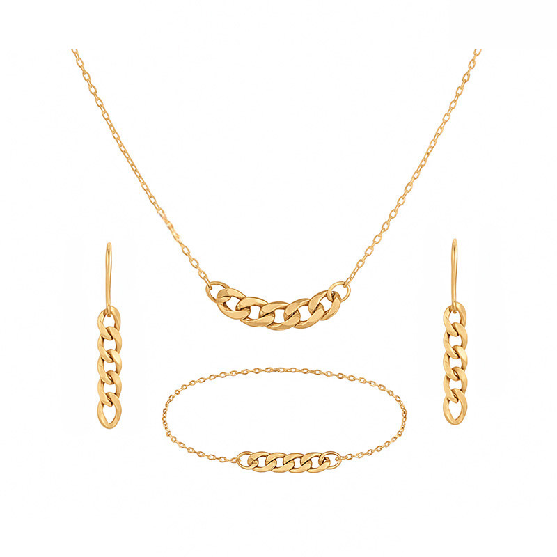 نیم ست طلا 18 عیار زنانه گالری قو طلایی مدل کارتیه فلامینگو سبک