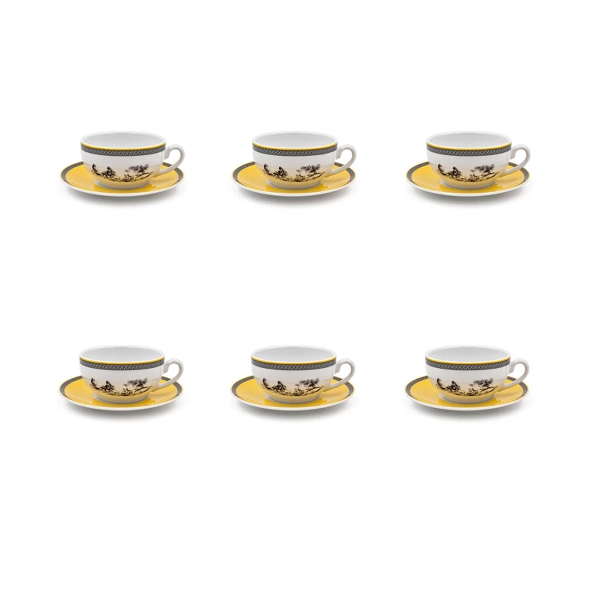 سرویس چای خوری 12 پارچه 6 نفره چینی زرین ایران مدل کاپوچینو ایتالیا اف 10 ویلیج درجه 3