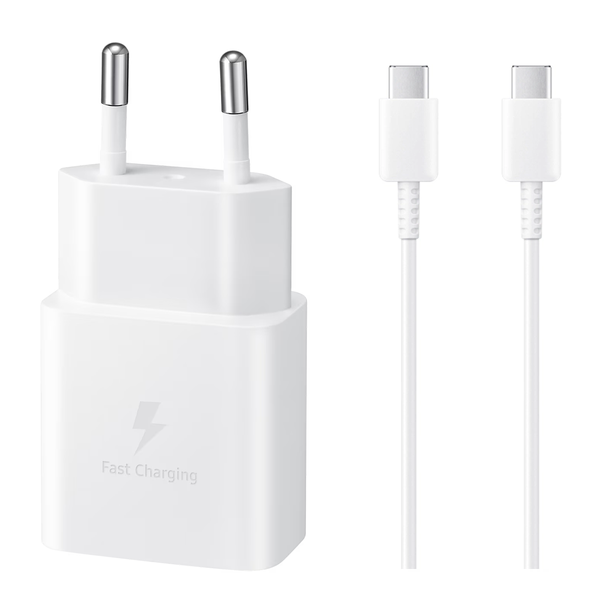 شارژر دیواری سامسونگ مدل EP-T1510 توان 15 وات همراه با کابل دو سر تایپ سی 1.8 متری -سفید شارژر دیواری سامسونگ مدل EP-T1510 توان 15 وات همراه با کابل دو سر تایپ سی 1.8 متری -سفید