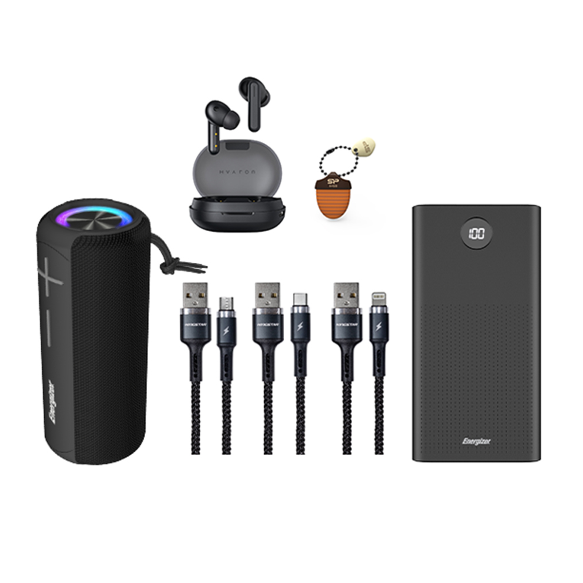 اسپیکر انرجایزر مدل BTS161 به همراه پاوربانک، هندزفری بلوتوثی، فلش و 3 عدد کابل اسپیکر انرجایزر مدل BTS161 به همراه پاوربانک، هندزفری بلوتوثی، فلش و 3 عدد کابل