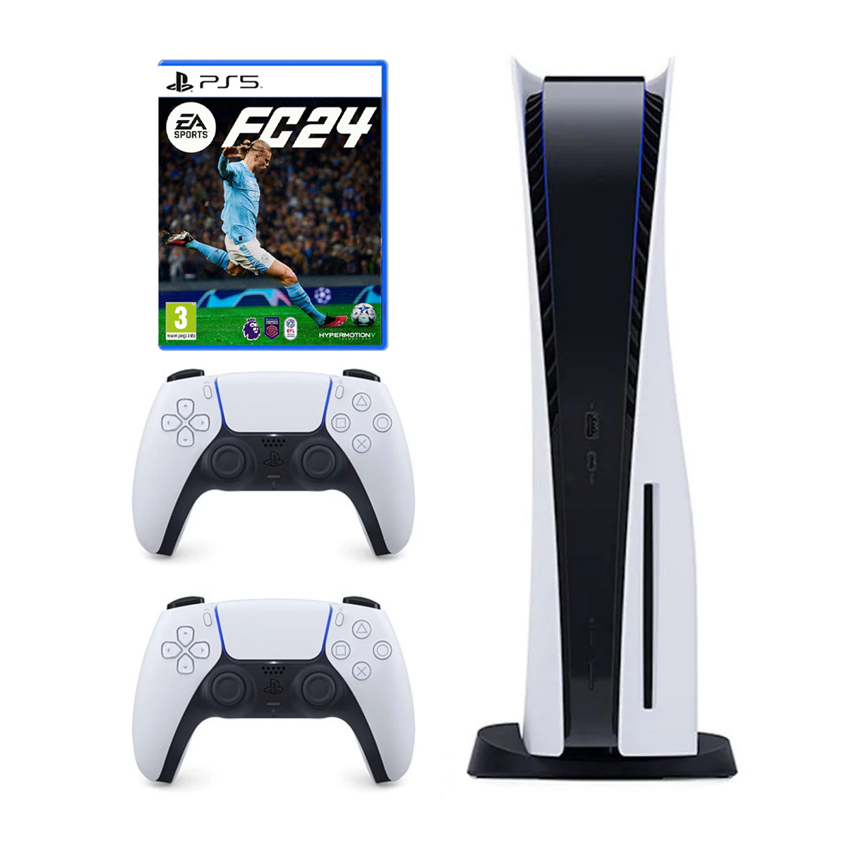 کنسول بازی پلی استیشن 5 نسخه استاندارد به همراه دسته اضافه سفید و بازی FC 24 کنسول بازی پلی استیشن 5 نسخه استاندارد به همراه دسته اضافه سفید و بازی FC 24