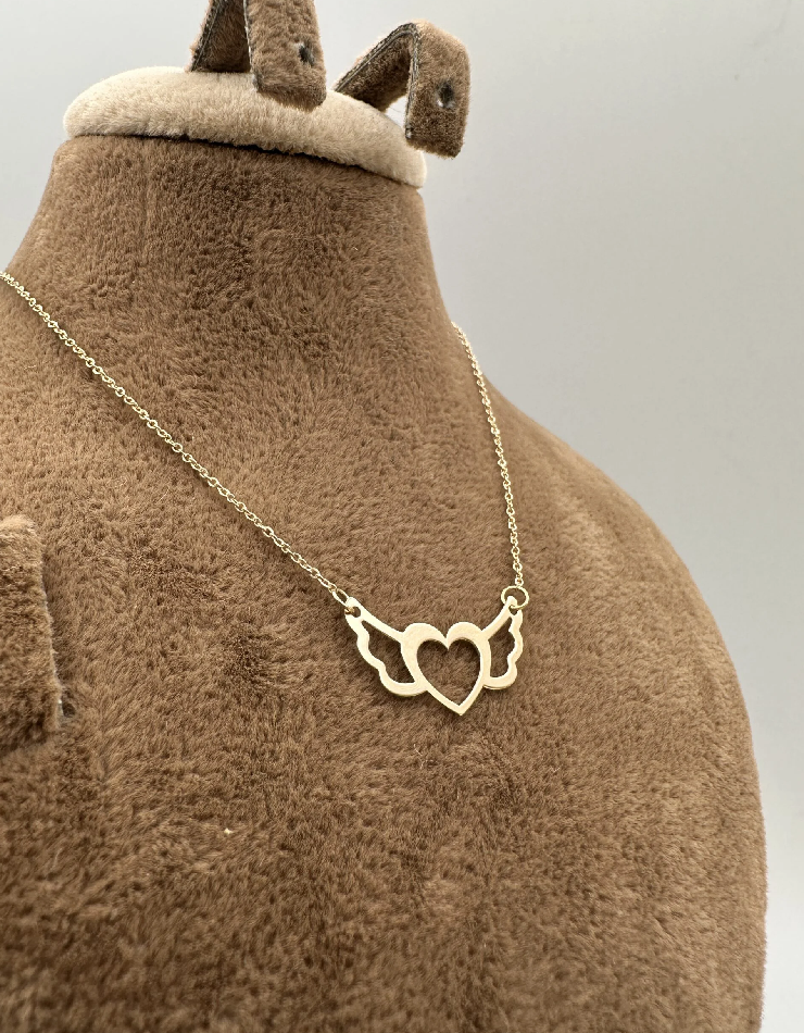 گردنبند طلا  18عیار اپال گلد مدل قلب بال فرشته